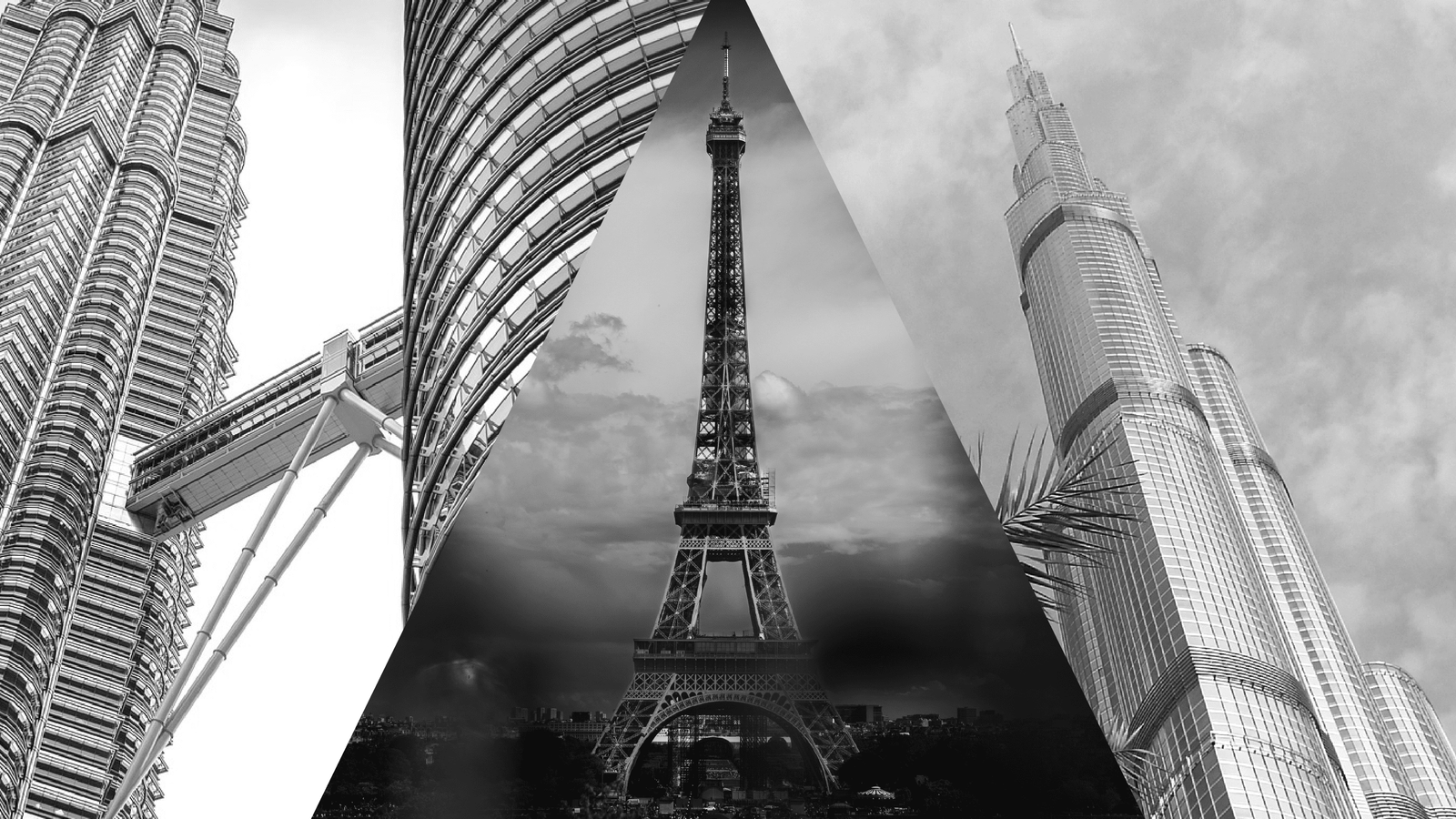 Infographic of Petronas Towers, Eiffel Tower, and Burj Khalifa symbolizing international expansion and global markets.