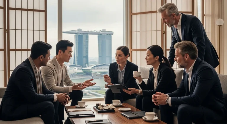 Illustration d'une personne analysant une stratégie fiscale complexe sur un tableau de bord financier pour l'optimisation des entreprises.