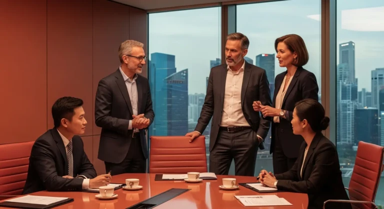 Procédure complète et délais du Setup Société Singapour Pte Ltd. Illustration professionnelle du processus d'établissement.