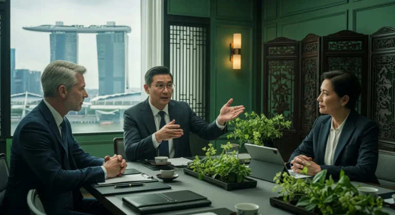 Illustration de la stratégie de positionnement de marque premium à Singapour pour l'entrée sur le marché